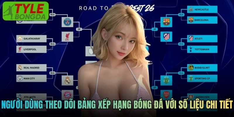 Người dùng theo dõi bảng xếp hạng bóng đá với số liệu chi tiết